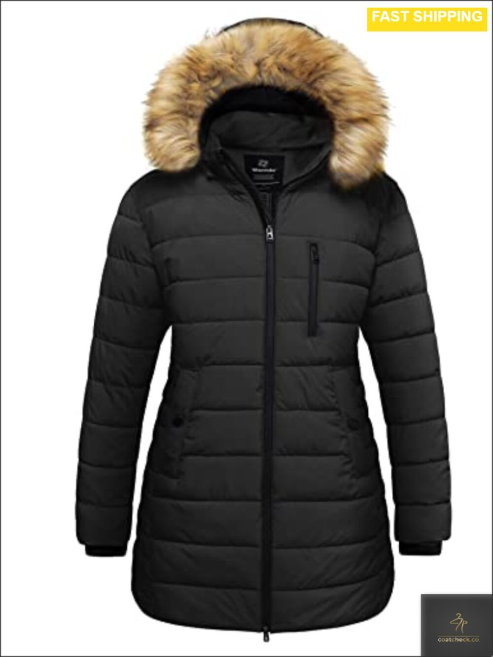 Plus Size Winter Puffer Parka Coat with Hood Zip-Up Jacket Recycled Waterproof